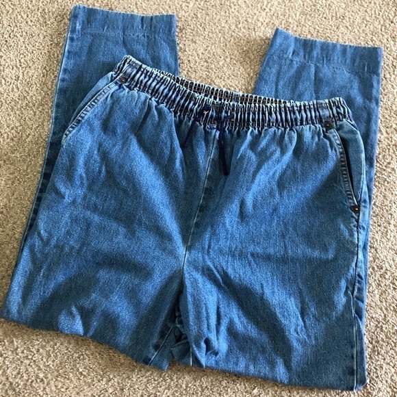 Vintage 90’s drawstring stretchy pull on jeans in size 10 Tall - Picture 1 of 5